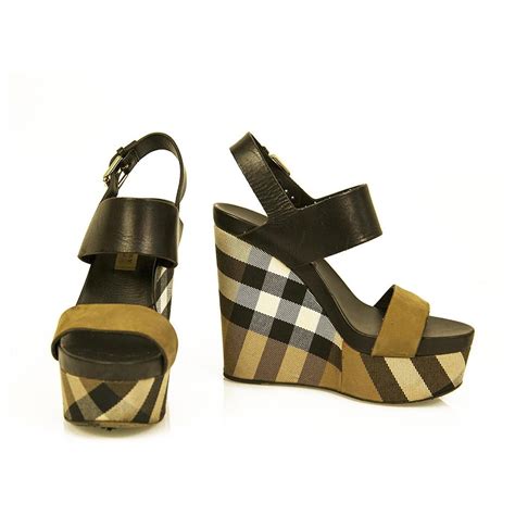 burberry black wedges|burberry check high heels.